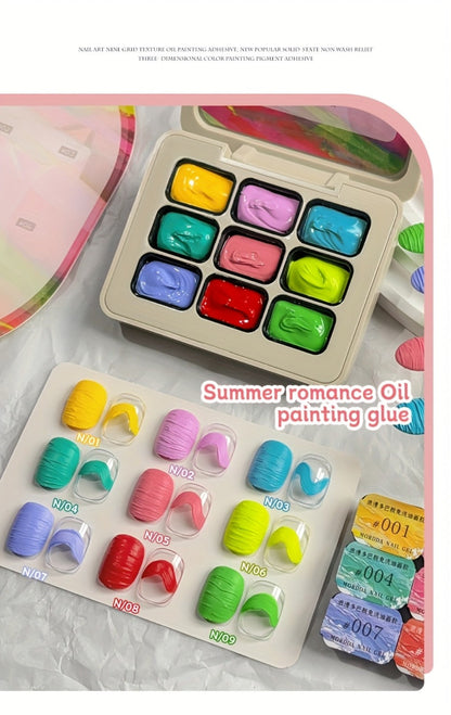 UV Gel Nail Polish Set 9 Colors Dopamine Summer – High-Saturation Gradient Soak Off Semi Permanent Nail Art Kit for Salon & DIY Manicure Gift for Women