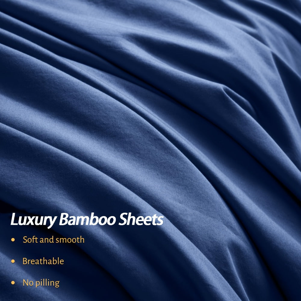 Bed Sheet Set 4-Piece Bamboo-Derived Fabric with Source-Listed Extra-Deep Pocket and Eighteen Colors