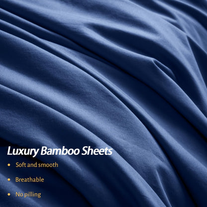 Bed Sheet Set 4-Piece Bamboo-Derived Fabric with Source-Listed Extra-Deep Pocket and Eighteen Colors