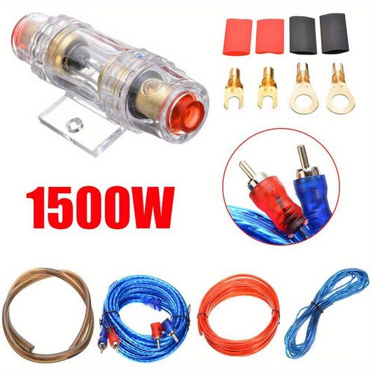Amplifier Wiring Kit 10 Gauge 1500W - Complete Car Audio Amp Install Kit with RCA Cable, Power & Ground Wire, Remote Cable, AGU Fuse Holder, OFC Subwoofer Wiring