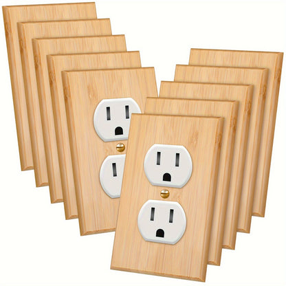 Ten-Piece Wood Light Switch Plate Set with Double Openings and 4.5 x 2.76-Inch Size for Home Decor
