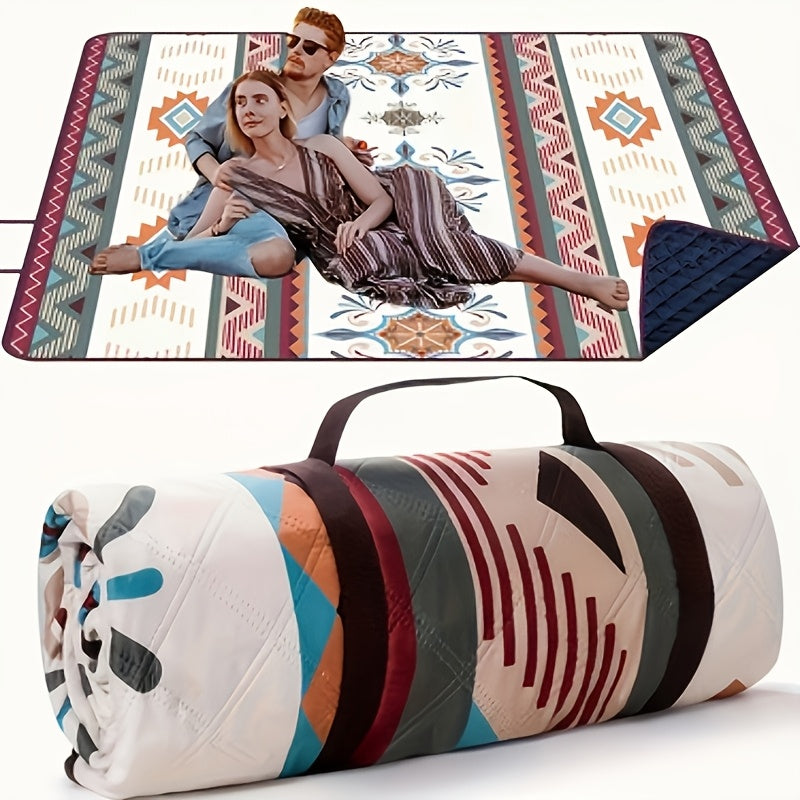Picnic Blanket Waterproof Camping Mat | Portable Beach Mat PU Coated Oxford Cloth Outdoor Blanket