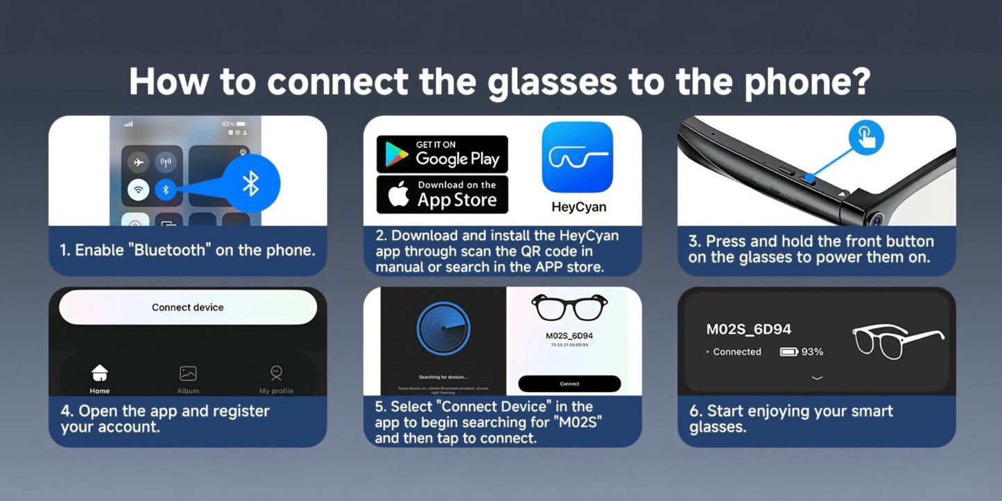 Smart Glasses 8MP Camera Eyewear with Photochromic Lenses, Translation, Object Recognition and Bluetooth Audio