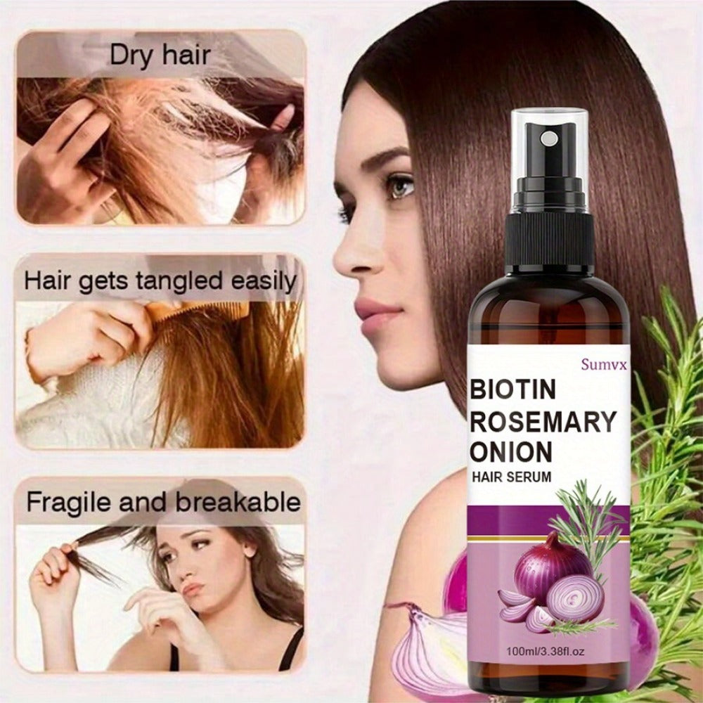 100 ml Biotin, Rosemary and Onion Oil Hair Serum Spray for Leave-In Daily Hair and Scalp Care