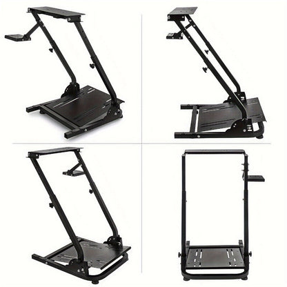 Racing Wheel Stand Height Adjustable 22"-30" Steel Driving Simulator Cockpit – Compatible with Logitech G25 G27 G29 G920, Thrustmaster T300RS TX T500RS & All Fanatec Wheels, Includes Gear Shifter Mount