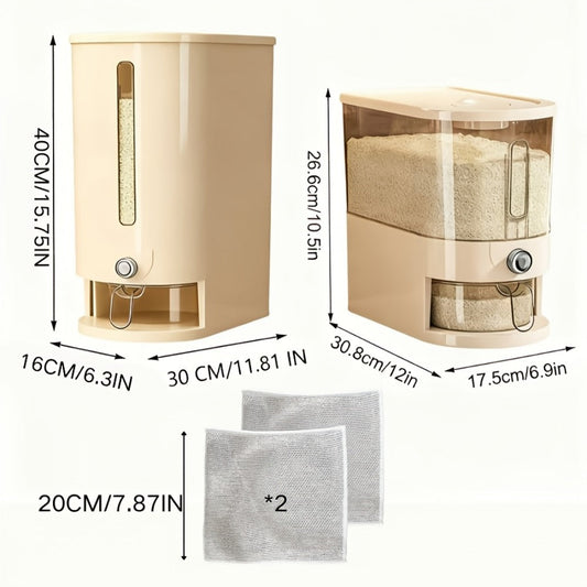 Food Storage Containers PET Rice Bin with Flip-Top Latch, Measuring Cup and 11- or 22-Pound Capacity