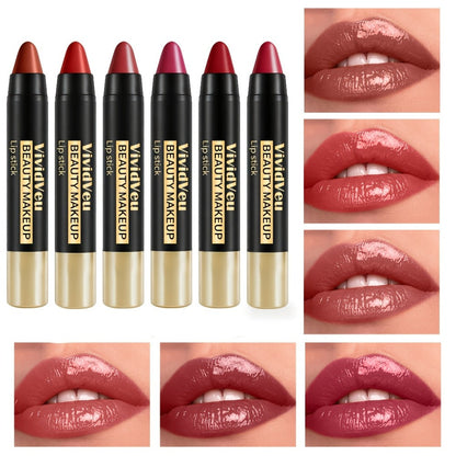 Six-Piece Lipstick Pen Set with Black-and-Gold Cases, Six Pictured Shades and 10.8 cm Stick Length
