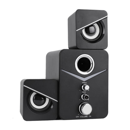 USB Powered Computer Speakers with Subwoofer, 3.5mm Aux Wired Desktop PC Laptop Speaker System, Dual 2" Tweeter + 3" Subwoofer, 10W Stereo Sound for Gaming Home Office