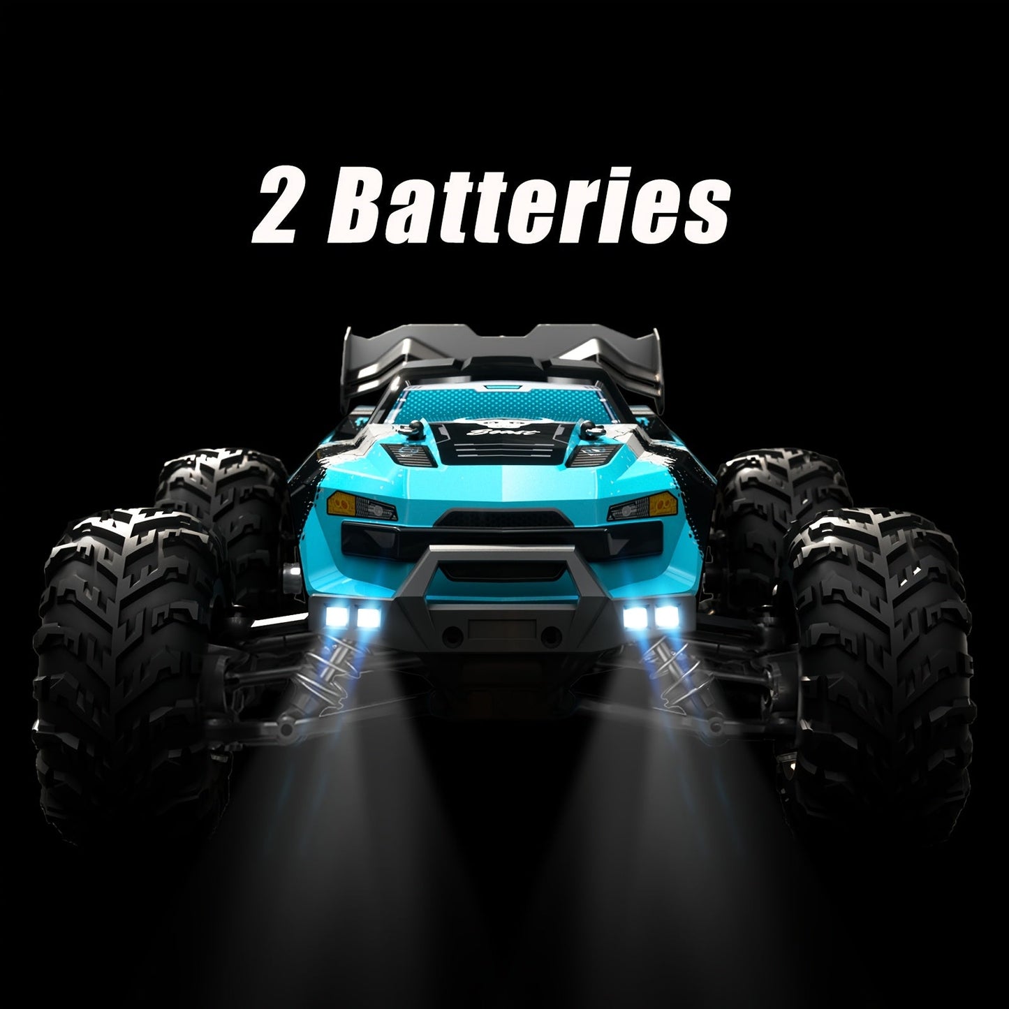 Remote Control Car, 1:16 4WD RC390 Off-Road Racer with 70 km/h Label, LED Lights and Two Batteries