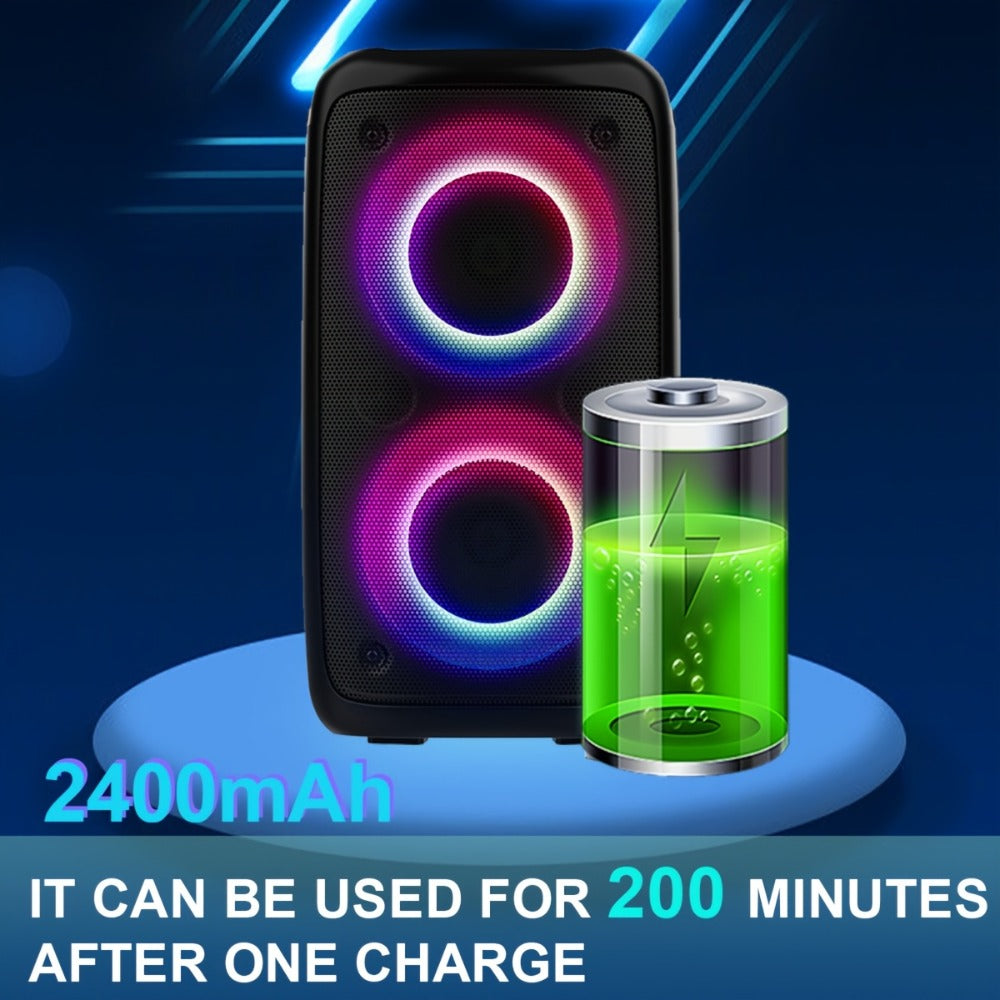 Portable Bluetooth Speaker HY-3317 with Dual Speakers, Subwoofer, LED, Mic, 2400mAh and USB-C