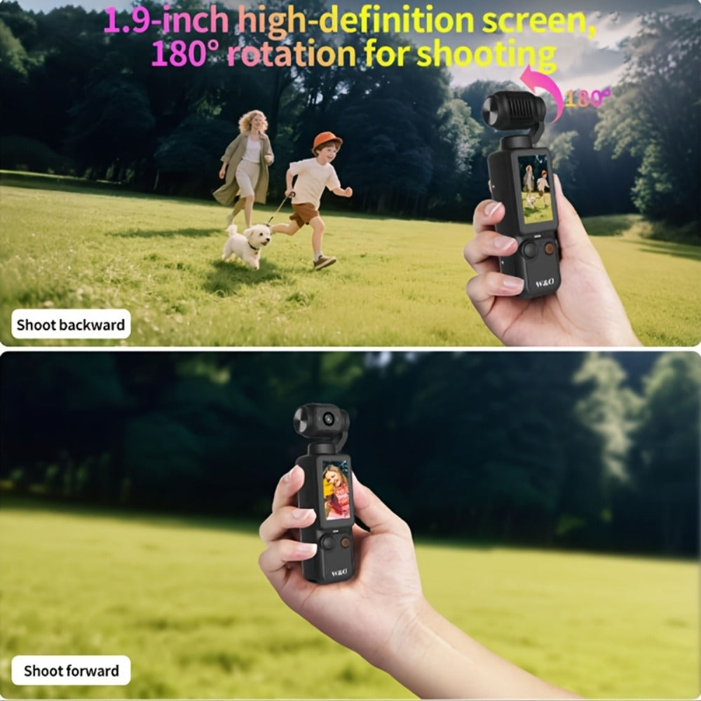 4K UHD Vlogging Action Camera 180° Rotating Lens Anti-Shake 1.9" Screen 2000mAh Battery – Lightweight Travel Cam with Image Stabilization for Vlogging, Hiking & Outdoor Sports | Gift for Teens & Adults