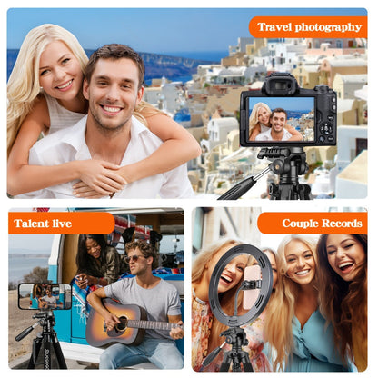74-Inch Heavy-Duty Camera Tripod with Phone Holder Quick Release Plate & Carry Bag Professional DSLR Video Stand for Canon Nikon Sony Compatible with Cell Phones Projector Travel Tripod