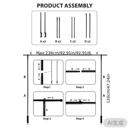 Forty-Four-Inch Adjustable Black Metal Tabletop Arch Stand with Clamps for Party Centerpieces