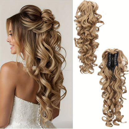 16-Inch Curly Claw Clip Ponytail Extension in Five Brown, Golden and Light Gray Color Options