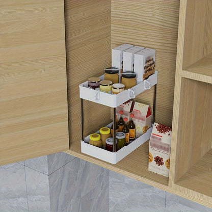 Three-Pack Under-Sink Storage Organizer Set with Two-Tier Racks in Graduated Sizes and Black or White Finish