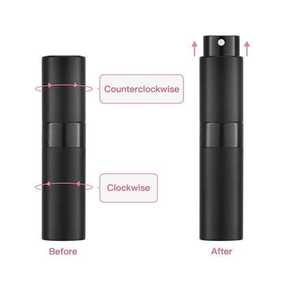 Five-Pack 8 ml Refillable Perfume Atomizers in Five Colors with Twist-Up Travel Sprayer Design
