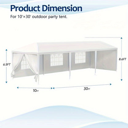 10x30ft Party Tent with Eight Removable Window Sidewalls in Pink, Black or White Color Options