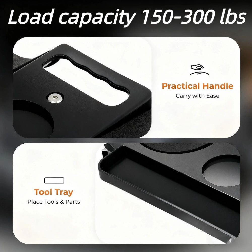 Rolling Knee Pad with Wheels & Built-In Tool Tray - Cushioned Kneeling Platform for Mechanics, Carpenters & Flooring Work