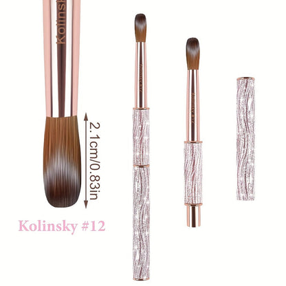 Round Nail Art Brush with Pink Sparkle Handle in Sizes 8, 10 or 12 and Three-Piece Set Option