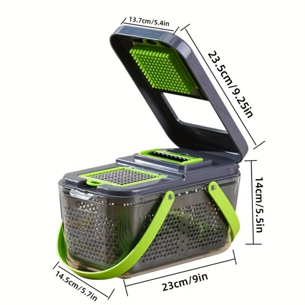 22-in-1 Vegetable Chopper with Container – 13 Blades Food Chopper & Dicer for Onion, Tomato & Veggies with Lemon Squeezer, Safety Lock & Clear Lid