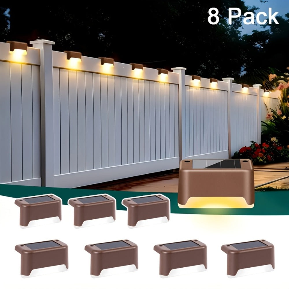 Solar Powered LED Deck Lights – Auto On/Off Outdoor Step Lights for Stairs, Fence, Pathway & Patio, 12-Hour Continuous Lighting, Weatherproof Solar Stair Lights for Garden, Yard & Commercial Use