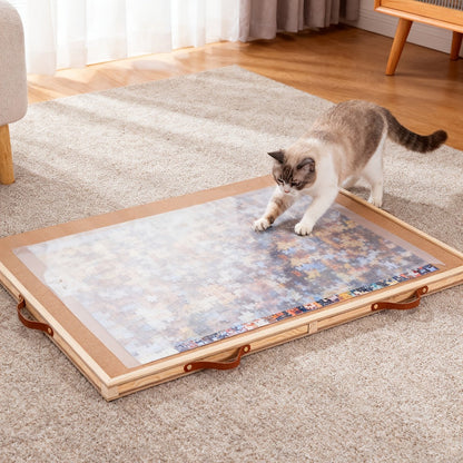 Rotating Puzzle Table with 6 Drawers & Cover for 1500 Pieces – 35"x27" Deluxe Wooden Jigsaw Board with Sorting Storage, Portable Puzzle Organizer, Gift for Puzzle Lovers & Adults