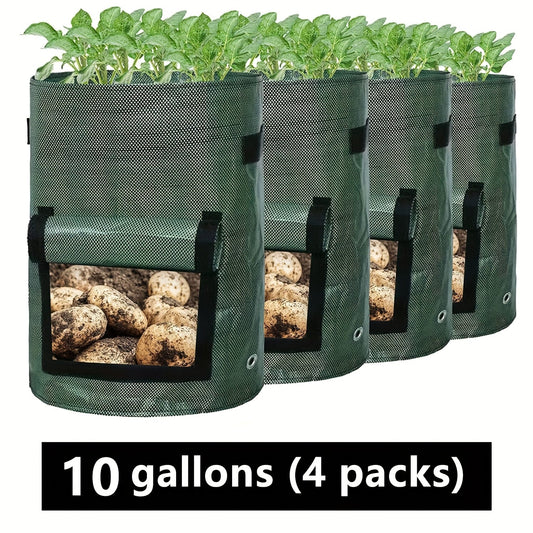 Grow Bags | Fabric Planting Bags with Lid Handle Potato Tomato Veggie