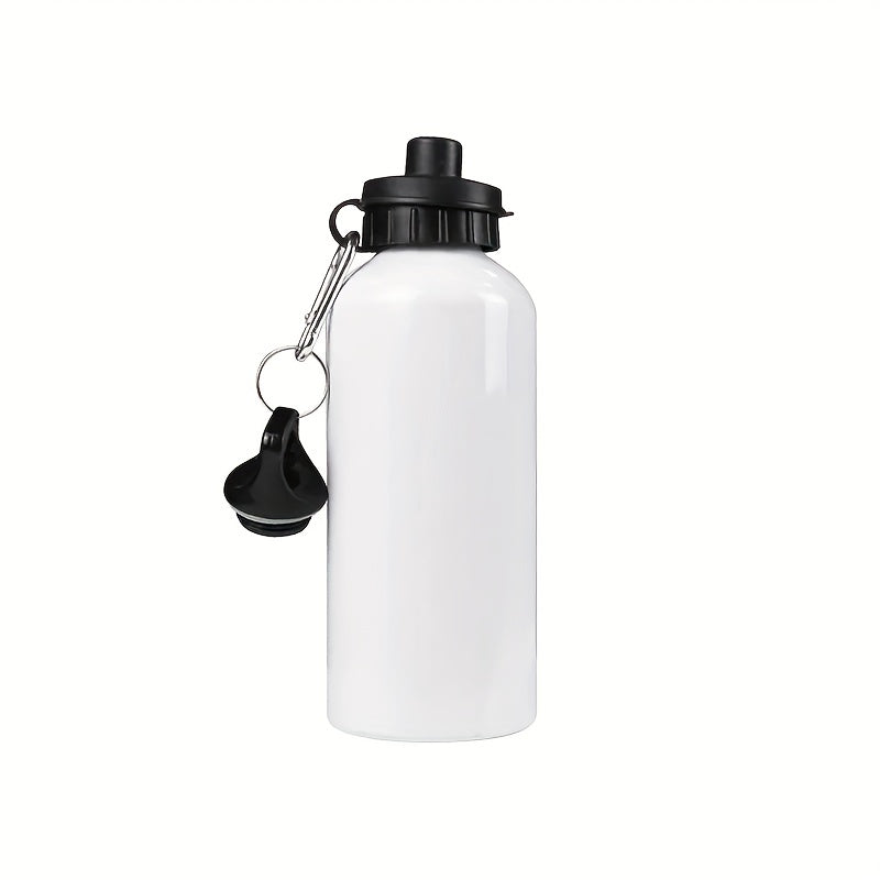 Single Silver Water Bottle with Screw-Top Spout Lid, Clip-On Cap and Preserved 600 ml Checkout Size