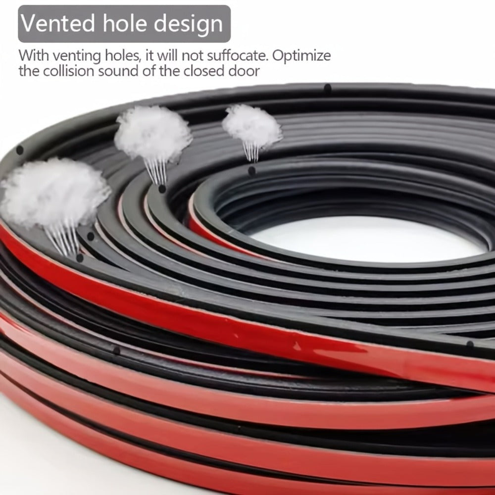 Car Door Seal Strip - 16.73ft Universal Self-Adhesive Rubber Weatherstrip for Noise Reduction & Sound Insulation, Fits Cars, Trucks, SUVs & RVs
