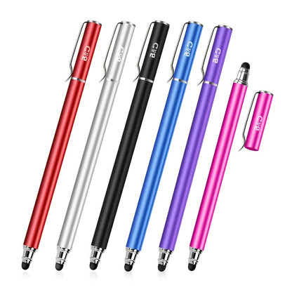 Capacitive Stylus Pen 6 Pack 2-in-1 Universal Touch Screen Stylus with 30 Replaceable Soft Rubber Tips No Battery Required Compatible with iPad iPhone Samsung Galaxy Android Tablets Phones Multicolor Set