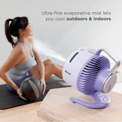 Shark FlexBreeze HydroGo Pro Portable Misting Fan - Indoor Outdoor Evaporative Mist, 5 Speeds + BreezeBoost, Corded & Cordless, 29Hr Battery, 70ft Coverage, Oscillating, Sky Color - Refurbished