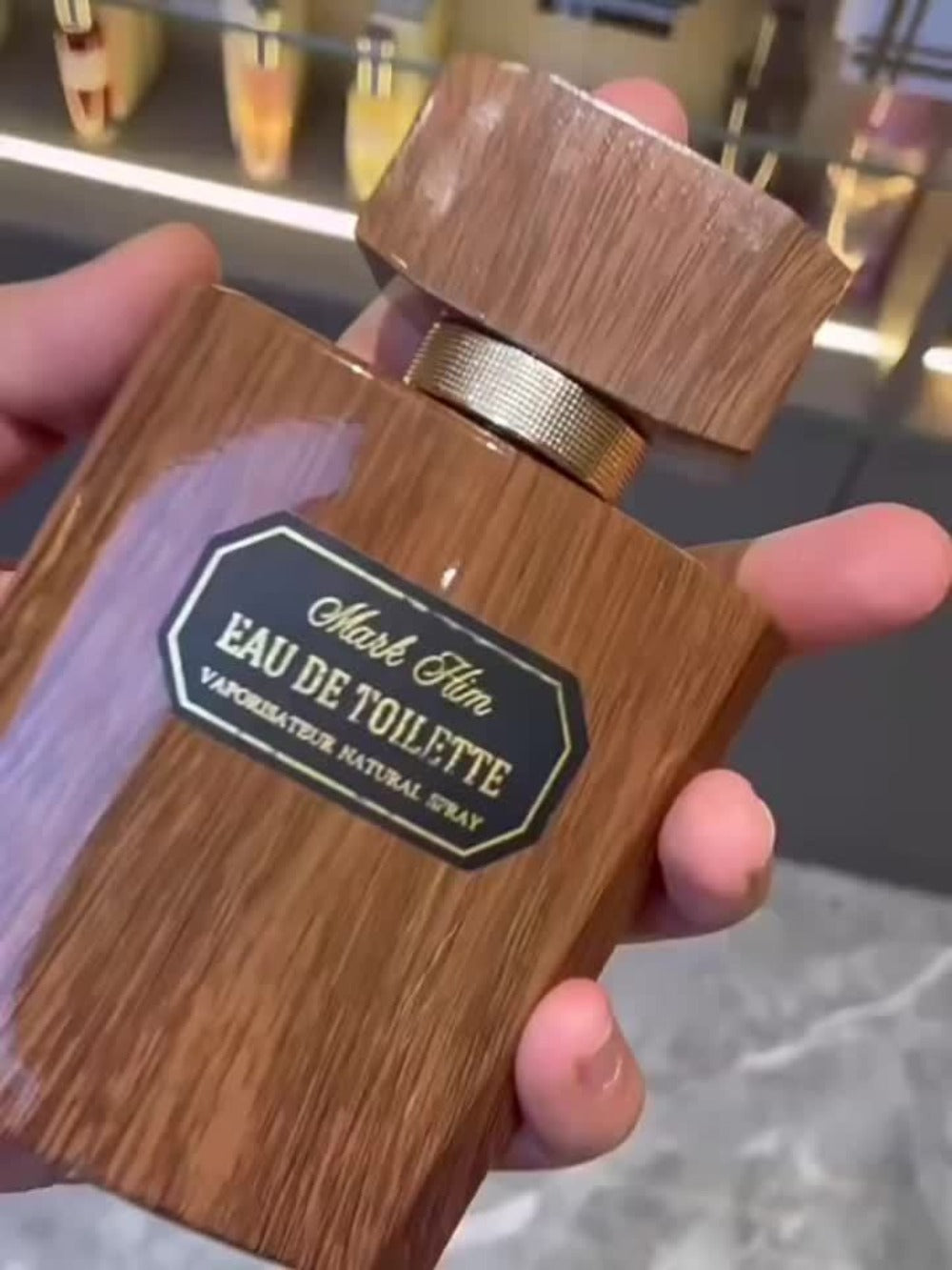 Cologne Spray for Men MARK HIM OLD WOOD 100ml with Wood-Look Bottle, Rectangular Cap and Boxed Presentation