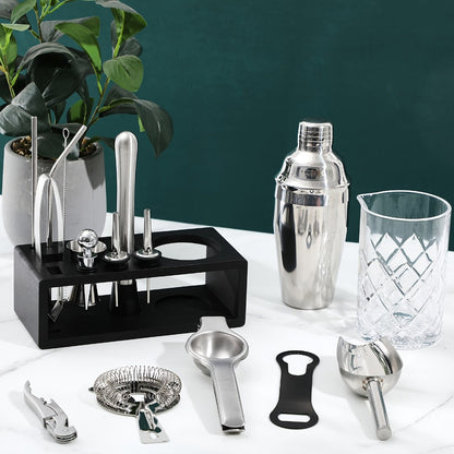 28PCS Bartender Set with Cocktail Shaker Kit – Glass Rimmer, Garnish Tray & Margarita Tools for Home Bar Beginners, Christmas Gift