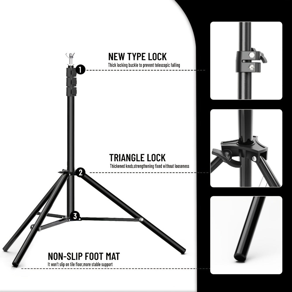 Backdrop Stand Kit 10x10ft Heavy Duty – 2 Adjustable Stands, 4 Crossbars, 4 Clamps & Carry Bag for Photo Studio, Video Shooting, Streaming & Party Decor