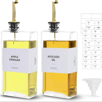 Glass Oil Dispenser Bottle 350ml - Olive Oil Vinegar Soy Sauce Coffee Syrup Dispenser for Kitchen