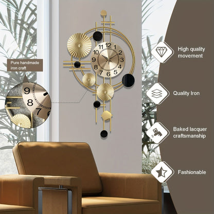 Cast Iron Wall Clock Large Modern Silent No-Ticking Irregular Digital Wall Art Decor for Living Room Bedroom 30.7 x 17.7 Inch Industrial Home Decoration Unique Big Clock
