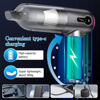 Cordless Car Vacuum Cleaner USB Rechargeable – Powerful Handheld Vacuum with Blow & Suction, Multiple Accessories for Car, Home, Office & Outdoor Use, Portable Strong Suction Auto Vacuum