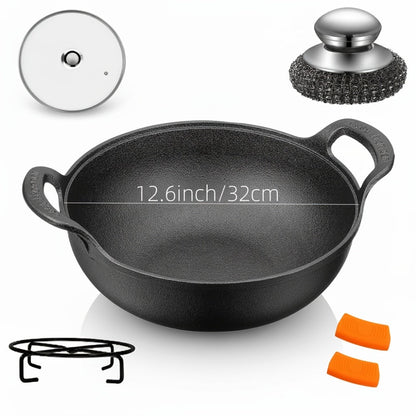 Cast Iron Cookware Collection with Eight Skillet, Dutch Pot, Griddle, Baking Tray and Set Configurations