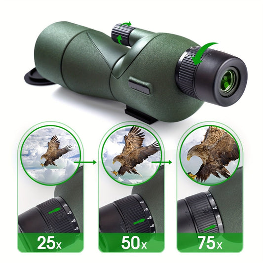 25-75x60 Spotting Scope with Tripod, Carrying Bag & Smartphone Adapter | High-Power Variable Zoom Scope for Target Shooting, Hunting, Bird Watching & Outdoor Sports – Best Gift for Dad