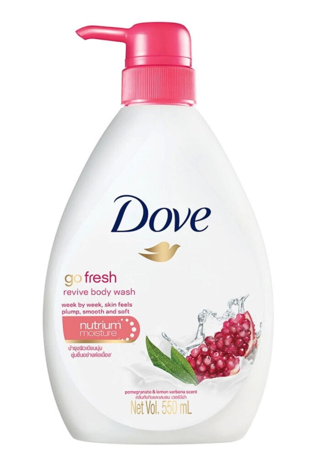Two-Pack Dove Go Fresh Revive Body Wash with 550ml Pump Bottles and Matching Label Selection