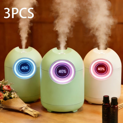 Humidifier 3-Piece Mini Set with Adjustable Mist, Soft LED Light and White-Green Color Combinations