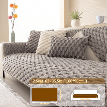 Sofa Cover 35.5-Inch Fuzzy Polyester Single-Piece Pad with Silicone Non-Slip Backing for 2 to 4 Seats