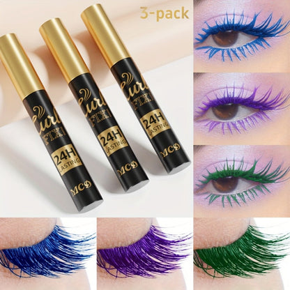 Colorful Mascara Set 3-Piece Bright Shades with Eyebrow Pencil Eyeshadow Pencil & Waterproof Eyeliner – Long-Lasting Curled Lengthening Eye Makeup Kit for Party Festival Everyday