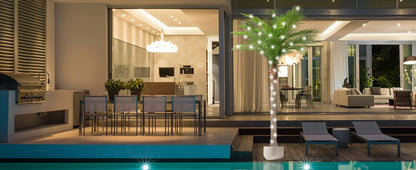 Large Artificial Palm Tree with Textured Trunk, Green Fronds and Three Exact Height-and-Pack Checkout Options