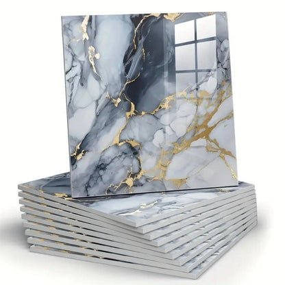 Twenty-Piece 30 cm Marble-Pattern Wall Tile Sticker Set with Five White, Green, Gray or Black Designs