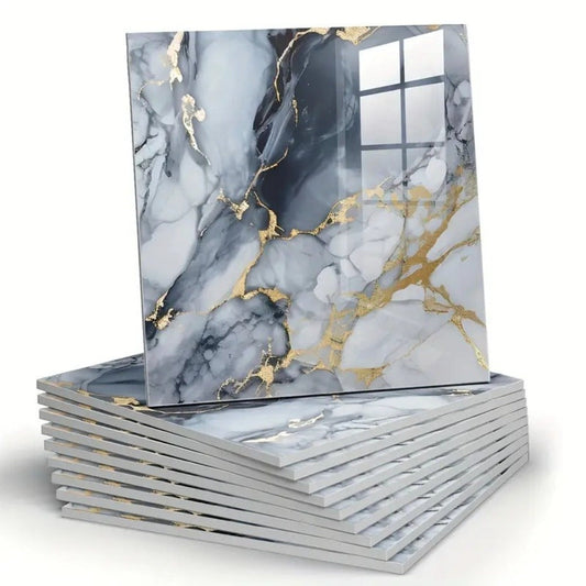 Self-Adhesive PVC Marble Tile Stickers 20pcs 30x30cm Waterproof Wall Panels for Bathroom Kitchen Living Room Backsplash Decor