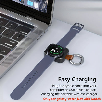 Samsung Galaxy Watch Charger Portable 1200mAh Wireless Fast Charging Power Bank Keychain Compatible Galaxy Watch 8 Ultra 7 6 Classic 5 Pro 4 3 Active 2 – Compact Travel Charger Black White