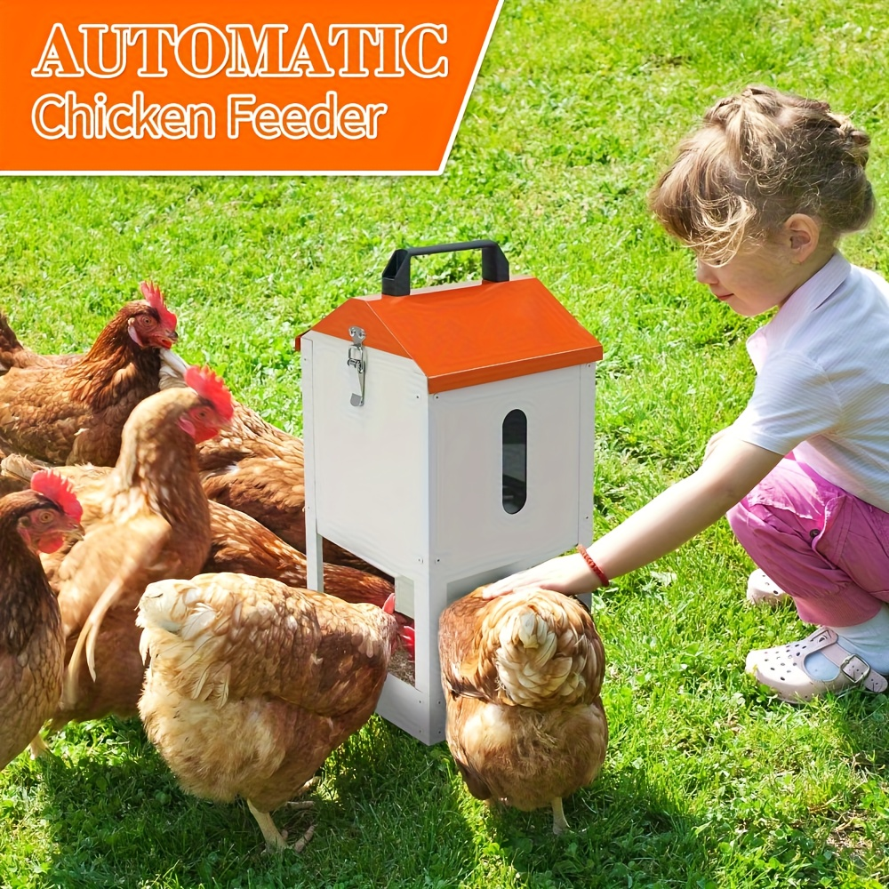 Chicken Feeder Stainless Steel 20 lbs Visible Window Portable Handle with 1 Exact Source Checkout Option