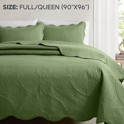 Quilted Bedspread Set 3 Piece – Soft Floral Coverlet with Pillow Shams, Lightweight Breathable Quilt for Bedroom & Guest Room, All Season Bed Cover