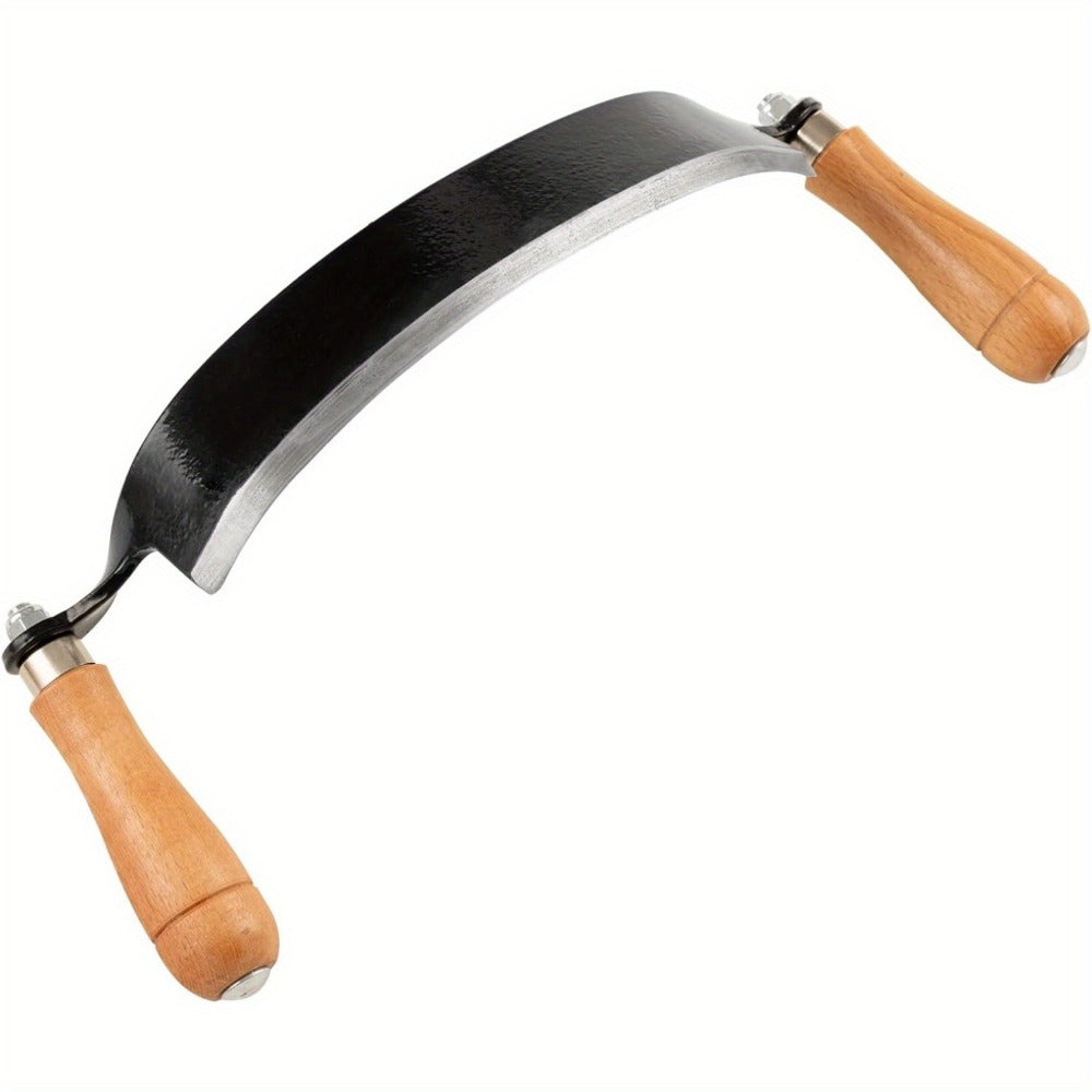 Curved Drawknife Woodworking Tool with Two Wood Handles in 5-, 8- or 10-Inch Blade Length Options